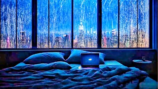 Quiet and peaceful rainy night in the city☁️💧 Night rain rain on the bedroom window [upl. by Oicnaneb31]