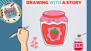 How to draw a cute strawberry jam  cute food drawing [upl. by Htir]