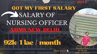 Got my first salaryapprox 1lacmonth 🎯🤗 nursingofficer aiimsdelhi norcet2024 [upl. by Hassadah]