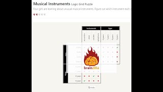 Musical Instruments  Logic Grid Puzzle  Walkthrough [upl. by Philbert]