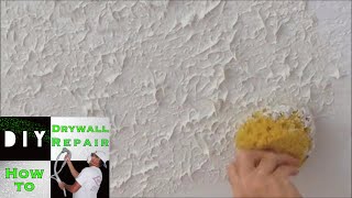 How to use a sponge to match knockdown texture on a ceiling repair [upl. by Nyltac]