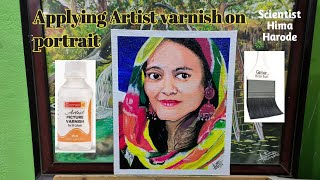 Applying artist varnish on a Scientist hima harode portrait [upl. by Berns]