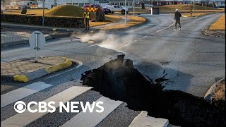 Videos from Iceland show large cracks in roads steam rising after earthquakes [upl. by Klute]