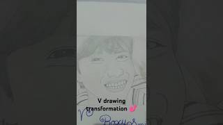 V drawing transformation 💕💜howtomakebeautifulartwithpencil bts tae artshorts drawing [upl. by Atena]