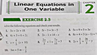 EX 23 Class 8  Linear Equations In One Variable  Chapter 2 NCERT  In Hindi  Rajmith study [upl. by Aurelia]