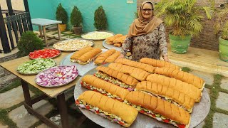 BIG SUBWAY SANDWICH MAKING 🥖🥖🥖 Paneer Tikka Sandwich Recipe  Street Food  Veg Village Food [upl. by Nodnorb]