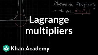 Lagrange multipliers using tangency to solve constrained optimization [upl. by Sirhc496]