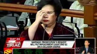 Santiago warns prosecution against SCSenate clash [upl. by Animsaj]