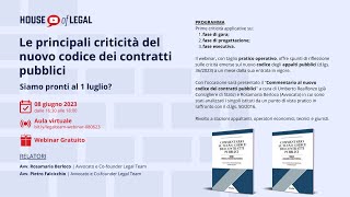 APPALTI PUBBLICI Le principali criticità del nuovo codice dei contratti pubblici [upl. by Artiek]