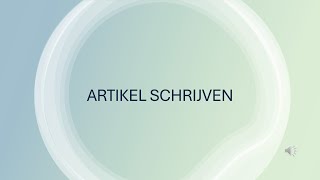 SE artikel schrijven [upl. by Laubin]