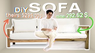 How I made my minimalist SOFA for under 300 dollars ⎼🐝⎼ NO SEWING ☞ DiY aesthetic couch [upl. by Ellered]