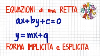 EQUAZIONE di una RETTA in FORMA IMPLICITA e in FORMA ESPLICITA  PC61 [upl. by Leagiba]