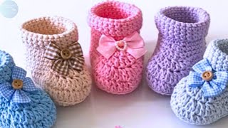 Super Easy Technique for Making Crochet Baby Shoes [upl. by Ahtibbat]