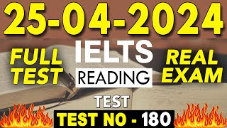 IELTS Reading Test 2024 with Answers  25042024  Test No  180 [upl. by Sirtimid68]