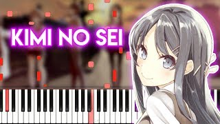 Kimi no Sei  Seishun Buta Yarou wa Bunny Girl Senpai no Yume wo Minai OPsynthesia piano tutorial [upl. by Nereil]