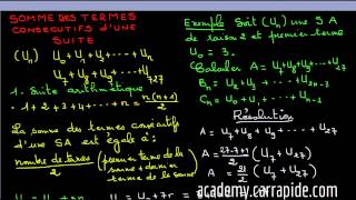 Somme des termes consécutifs dune suite  Première et Terminale [upl. by Novello]