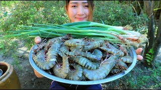 Yummy Shrimp Spicy Cooking Green onion  Shrimp Stir Fry Recipe  Cooking With Sros [upl. by Fabrianne]