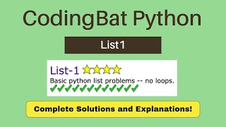 CodingBat Python List1  SOLUTIONS and EXPLANATIONS for Beginners [upl. by Ahseinar701]