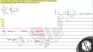 Ratio of radius of gyration of a hollow sphere to that of a solid cylinder of equal mass for mo [upl. by Eibrad]