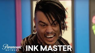 Stencil Free Stressful Inking  Freehand Elimination Tattoo  Ink Master Shop Wars Season 9 [upl. by Augie477]