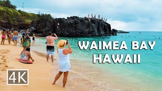 4K Waimea Bay  Cliff Jumping Spot  North Shore Oahu Hawaii  Walking Tour [upl. by Ewan]