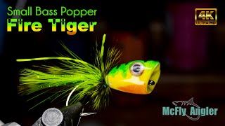 Small Bass Popper Fly  Fire Tiger Color  McFly Angler Fly Tying Tutorial [upl. by Balcke]