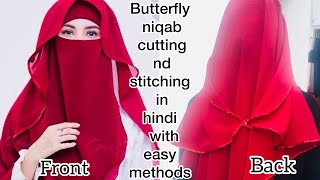 Butterfly niqab cutting nd stitching with easy steps with easy method at home English subtitle [upl. by Oine]