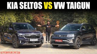 2024 Kia Seltos vs VW Taigun  Which is Best under Rs 20 lakh amp Why  Quick amp Detailed Comparison [upl. by Divadnhoj658]