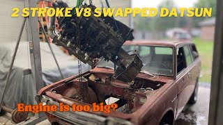 2 stroke V8 doesnt fit in the Datsun [upl. by Novyat]