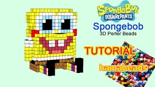 3D perler hama beads Spongebob Squarepants tutorial [upl. by Delisle]