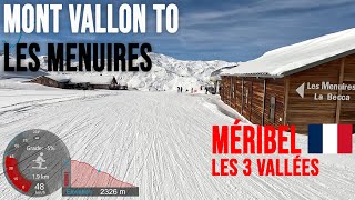 4K Skiing Mont Vallon to Les Menuires  Morning Run Méribel Les3Vallées France GoPro HERO11 [upl. by Ahsiya]