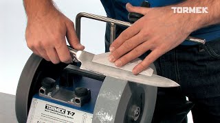 Sharpen thin and flexible knives with the Tormek Knife Jig SVM140 [upl. by Ymot436]