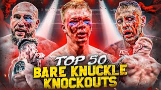 Top 50 Most Brutal Bare Knuckle Knockouts Ever  Top Dog BKFC Bare Knuckle Boxing [upl. by Atorod]