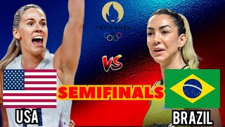 BRAZIL vs USA  PARIS 2024 OLYMPICS  Womens Volleyball  LIVE Score [upl. by Consalve]