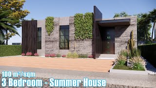 HERMOSA CASA DE VERANO 100 M²  1 piso  3 recamaras 3d architecture planosdecasas summerhome [upl. by Terti653]