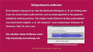 Störgeräusche effektiv entfernen mit Freeware Audacity 20 [upl. by Noillid]