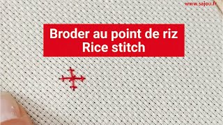 Broderie point de riz  Embroidery rice canvaswork stitch [upl. by Keever424]