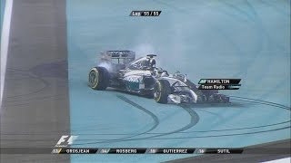 Hamilton And Button BurnoutDonuts F1 Abu Dhabi 2014 [upl. by Assilat]