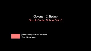 5 Gavotte  J Becker  SUZUKI VIOLIN BOOK 3 PIANO ACCOMPANIMENT [upl. by Atnas]