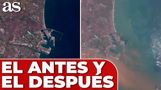 La IMAGEN por SATÉLITE del ANTES y el DESPUÉS del paso de la DANA por VALENCIA [upl. by Alfonso]