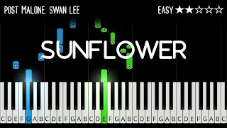 Post Malone  Sunflower  EASY Piano Tutorial [upl. by Noinatrad328]