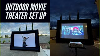 🎥🍿HOW TO SET UP YOUR BACKYARD OUTDOOR MOVIE NIGHT inflatable screen  projector [upl. by Pooi]