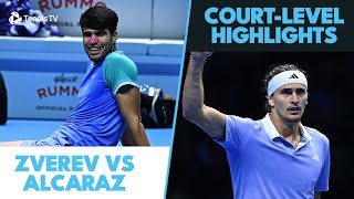 Alexander Zverev vs Carlos Alcaraz CourtLevel Highlights  Nitto ATP Finals 2024 [upl. by Gee372]