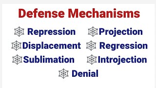 Defense Mechanisms Repression Projection Displacement Regression Sublimation Introjectiondeni [upl. by Amsed]