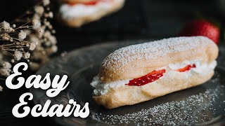 EASY ECLAIR Recipe  Strawberry Eclair  ASMR Cooking [upl. by Fiore]