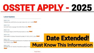 Osstet Online apply date Extended Osstet exam 2025 Apply  Osstet exam date Osstet exam syllabus [upl. by Morty]