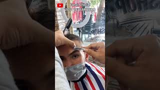 APRENDE BARBERIA COMO DEPILAR LAS CEJAS CON NAVAJA CURVA PASO A PASO [upl. by Tnattirb]