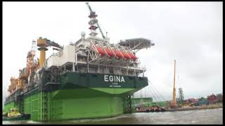 Sailing of Egina FPSO to permanent site [upl. by Herrick]