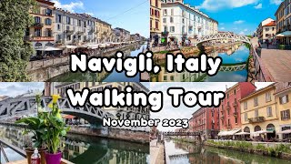 Navigli Milan Italy Walking Tour  Navigli Canals 4K [upl. by Modesty]