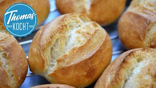 Die besten Brötchen backen ganz einfach  ohne kneten  no knead  Thomas kocht [upl. by Amitaf142]